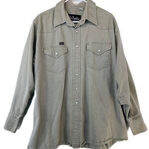 Walls Western Shirt Long Sleeve Button Up Workwear Beige Mens Size 2X-Large Long
